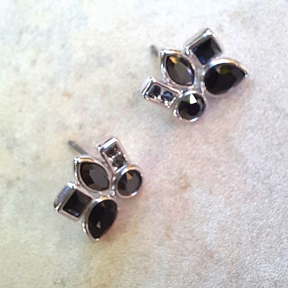Earrings Stud Multicolored Stones Sterling Silver.